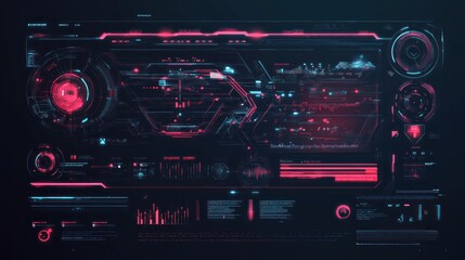 Fototapeta premium Futuristic HUD interface with digital data and graphs.