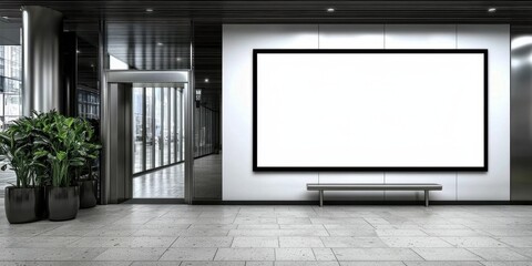 Digital advertising screen displayed in elevator environment.