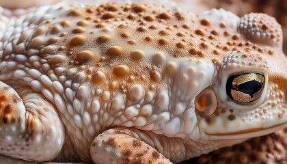 Close-up of a toad's textured skin and eye.