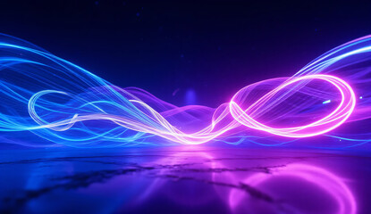 Abstract blue and purple dynamic background.Futuristic vivd neon swirl lines. Light effect