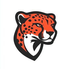 Obraz premium Orange cheetah head portrait on white background for logo or graphic