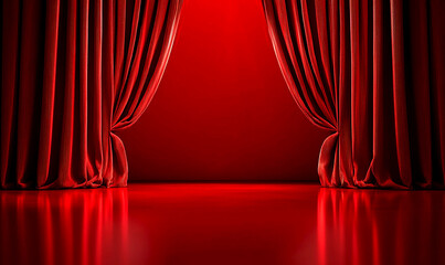 red curtain with spotlight