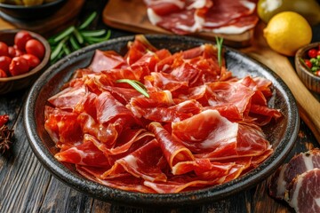 Cutting Iberian ham Spanish cuisine