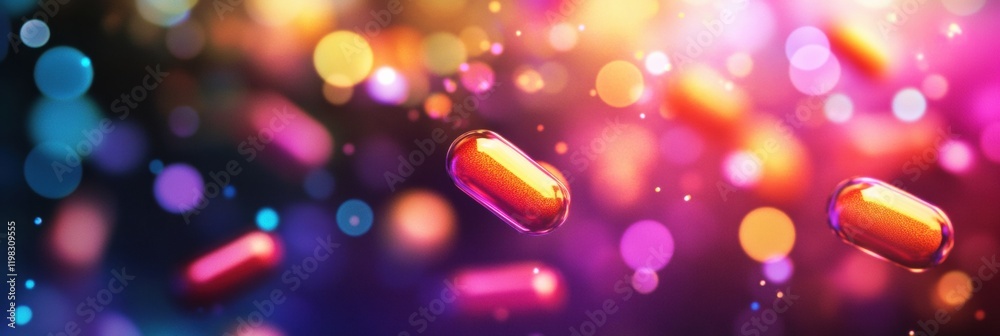 Aufkleber abstract view of microorganisms and pharmaceutical compounds representing their interaction under a 