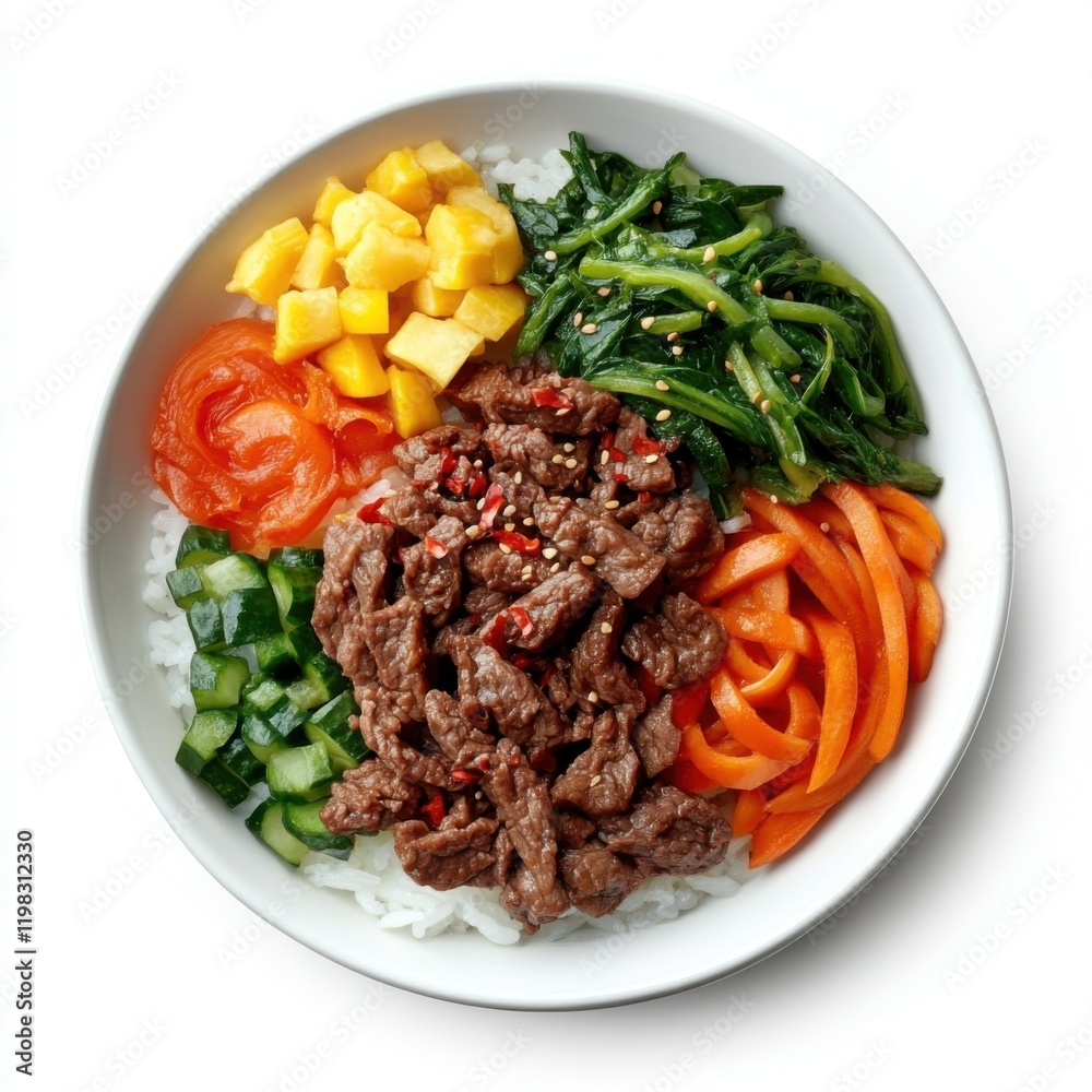 Sticker  Korean Bibimbap with Marinated Beef and Vegetables