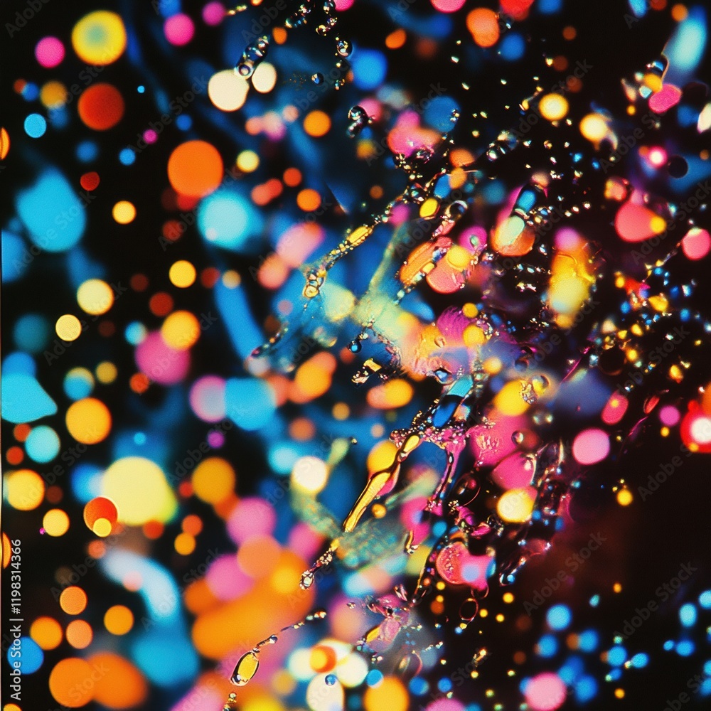 Aufkleber Abstract microscopic view highlighting the interaction between antibiotics and bacteria with vibrant colors and intricate patterns. Generative AI