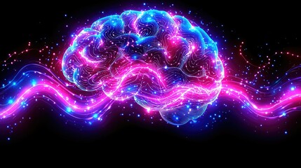 Abstract Neon Brainwave Energy Flow