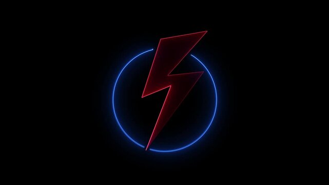 glowing neon Energy line icon. car, technology, movement, power plant, fossils, electric, electric car, light, heat.right electric electric power flash or high voltage icon animation 4k video