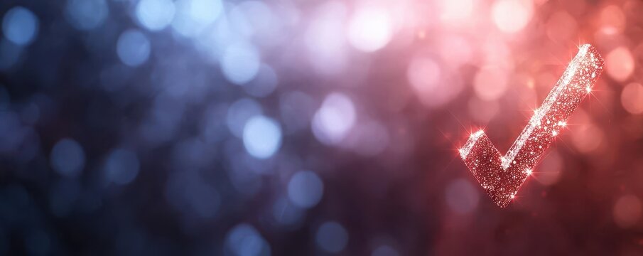 Shimmering Checkmark Against Colorful Background - Powered by Adobe