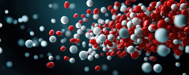 Artistic rendering of red and white blood cells in motion, showcasing their dynamic nature