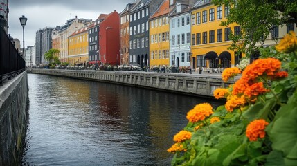 Obraz premium A charming canal lined with colorful buildings, a famous attraction in Europe.
