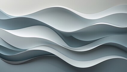 Abstract minimalist wave design with smooth fluid shapes and shades of blue