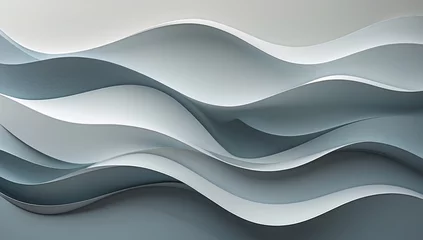 Gardinen Abstract minimalist wave design with smooth fluid shapes and shades of blue © hyperbleh