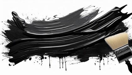 Dynamic Black Palette Exploring Textures and Techniques with Brush, Roller, and Spatula on a Canvas...