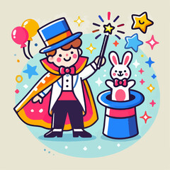 magician with magic wand and stars