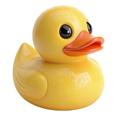 A yellow duck toy on a transparent background