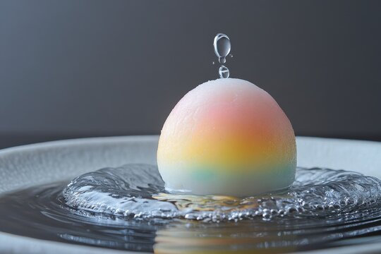 Japanese mochi cake with raindrop texture
