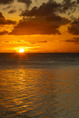 French Polynesia, Tikehau Atoll. Sunset reflection on seascape.