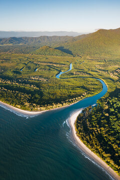 Aerial view of Cape Tribulation, Daintree National park, Queensland, Australia