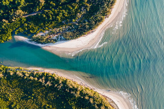 Aerial view of river mouth, Queensland, Australia