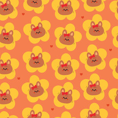 Fototapeta premium seamless pattern cute cartoon bunny. cute animal drawing for wallpaper, pattern, background