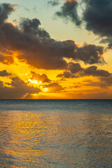 French Polynesia, Tikehau Atoll. Sunset on seascape.