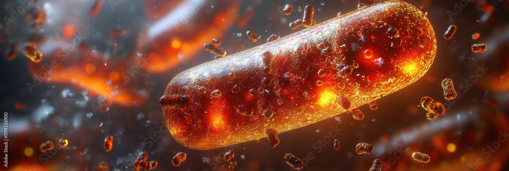 Fototapete 3d render showcasing vibrant microbes in an abstract environment demonstrating microscopic life. gen
