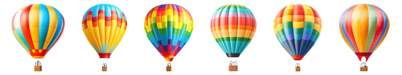 Fototapeta premium PNG Colorful hot air balloons illustration, isolated element set, transparent background