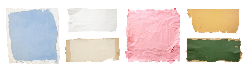 Obraz premium PNG Colorful torn paper textures, isolated element set, transparent background