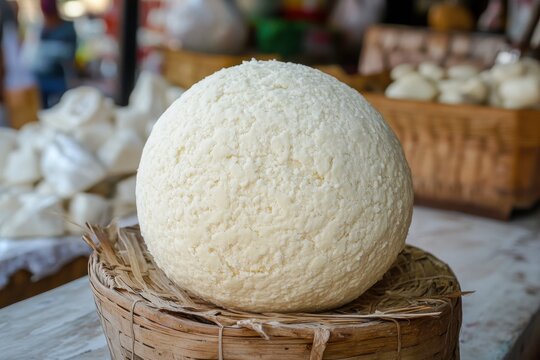 Oaxacan cheese sphere known as quesillo from Mexico