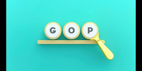 Fototapeta premium Political Concept with GOP and Magnifying Glass