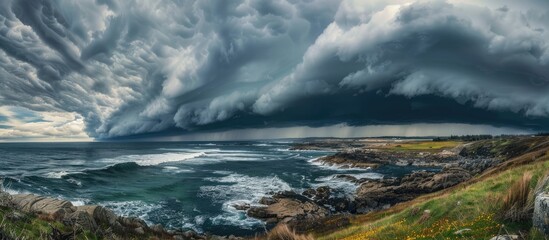 Fototapeta premium Dark Storm Clouds Over the Coast