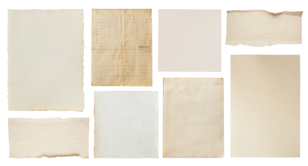 PNG Vintage paper textures collection on transparent background