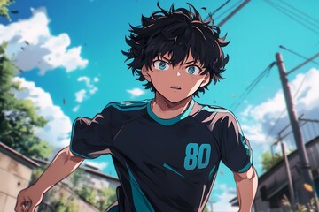 Naklejka premium anime of soccer player