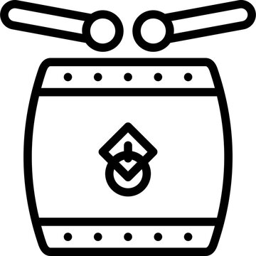 drum with drumsticks, black outline clip art preview