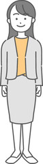 若いビジネスウーマン／先生の全身イラスト
