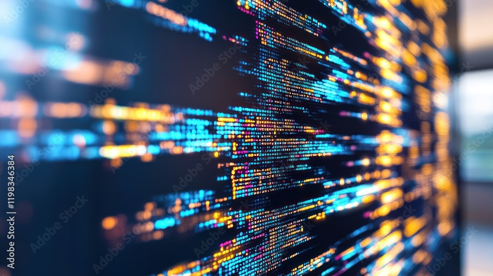 Poster abstract digital code stream: a symphony of binary data