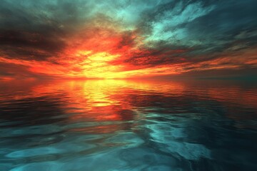 Obraz premium Beautiful sunset over the ocean with a calm and peaceful mood