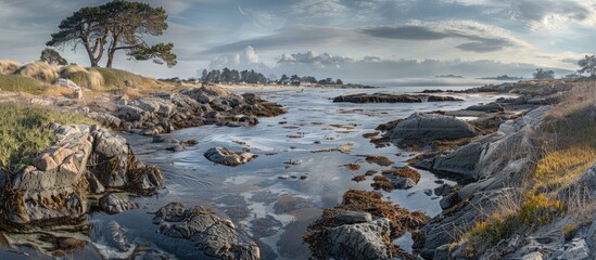Obraz premium Rocky Shoreline with Calm Water
