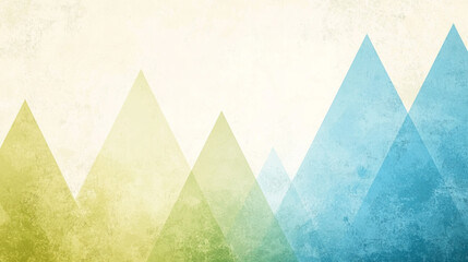 Abstract geometric mountain pattern in blue and green tones