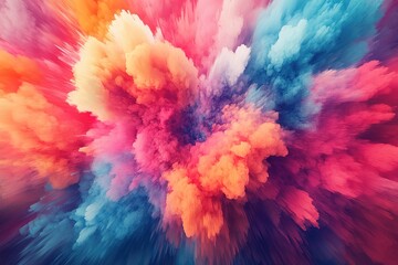 Fototapeta premium Colorful explosion of smoke and fire with a heart shape in the middle