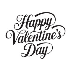 Happy Valentines Day typography design with handwritten calligraphy text, isolated on white background.