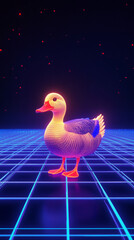 duck in the neon grid