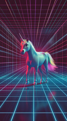 3d render of a unicorn on grid