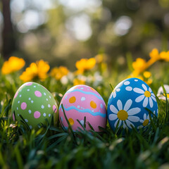 easter eggs on the grass