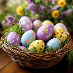 easter eggs in a basket