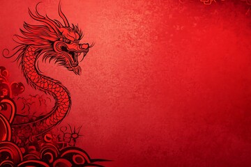 chinese dragon on red wall