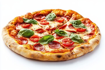 Tasty calzone classic Italian pizza isolated on white