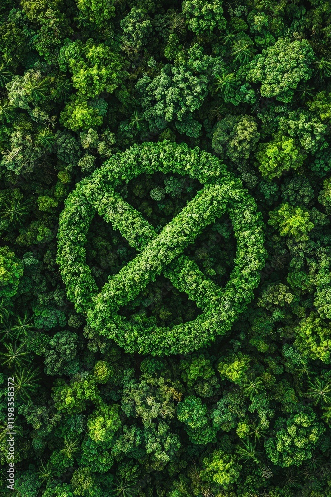 Poster Top view of a forest forming a giant infinity symbol.