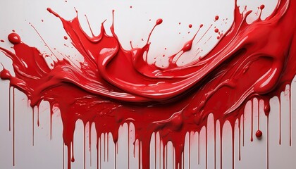 Vivid Red Artistic Explosion on a Stark White Background HighContrast Abstract Piece Capturing...